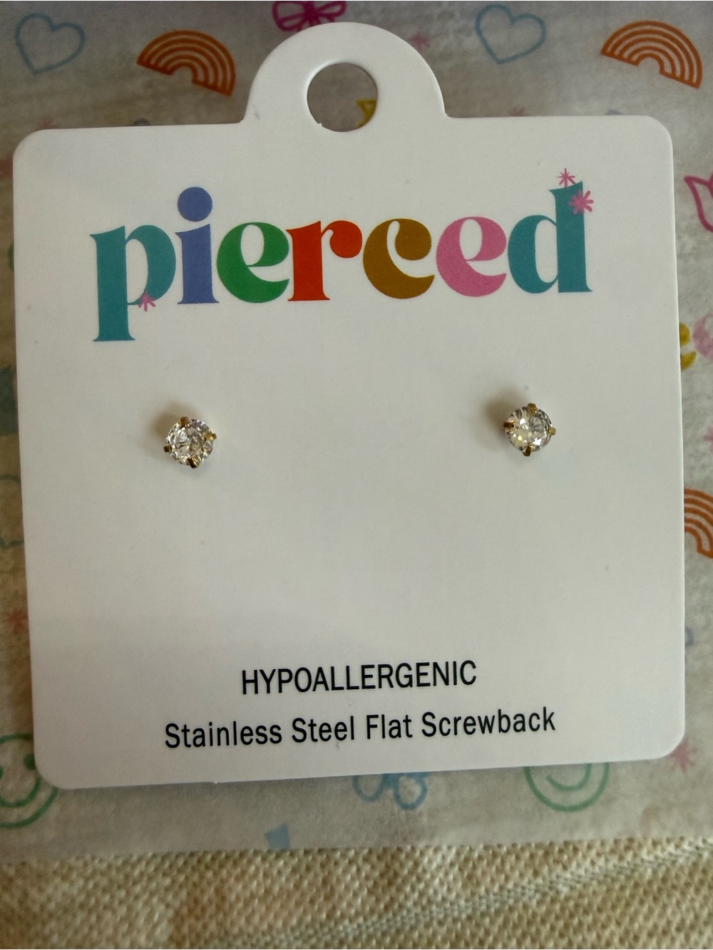 April Birthstone Diamond Girls/Kids Earrings - Picture 2 of 6